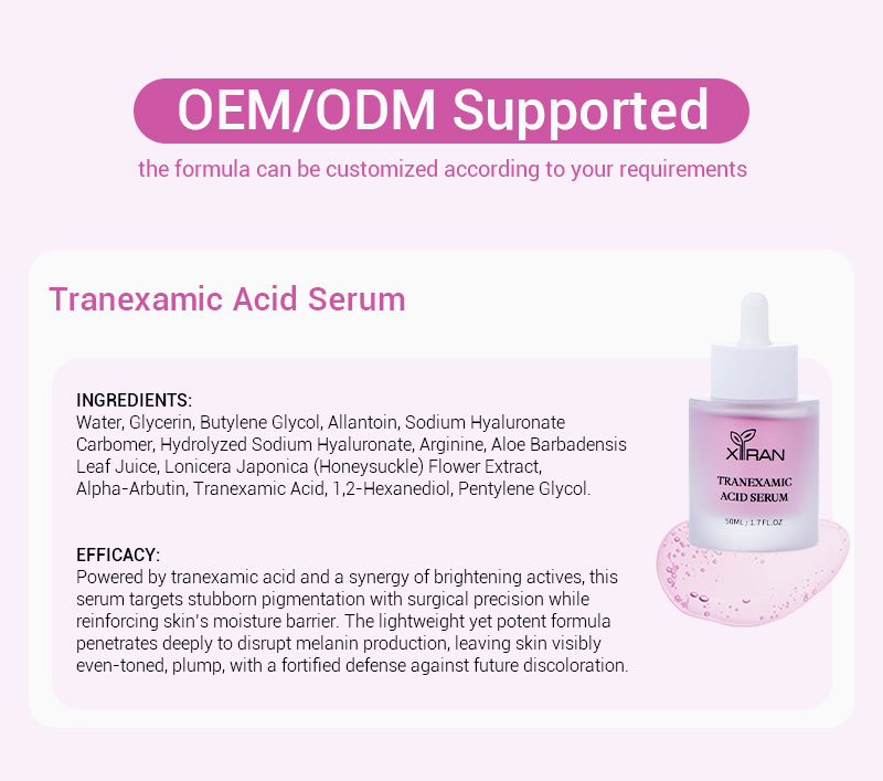 private label tranexamic acid serum pink bottle